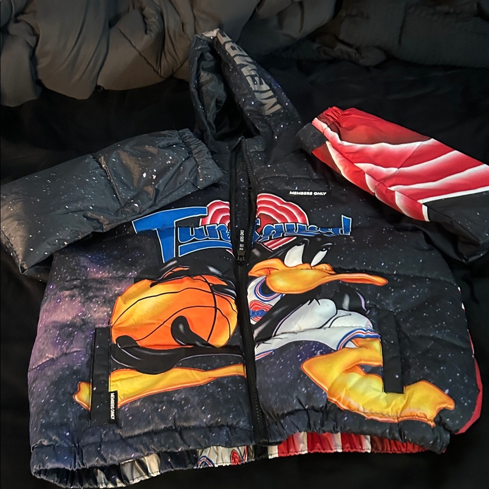Members Only Black and Red Graphic Jacket